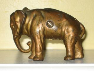 Antique Cast Iron Still Penny Bank - Elephant With Tucked Trunk By Arcade