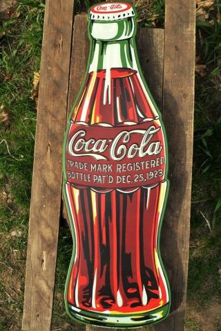 Coca - Cola 1923 Bottle Embossed Tin Metal Sign - Coke - Delicious & Refreshing