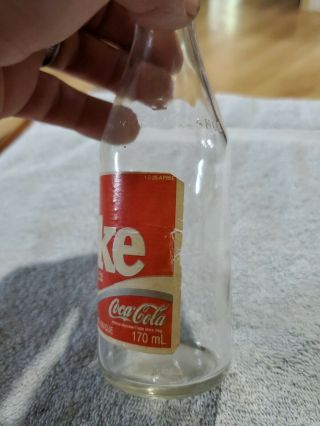 COKE SAMPLE Coca Cola bottle 1980 ' s Canada 170 ml ENGLISH/FRENCH 4