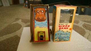 Vintage Ahi Japan Wind Up Happy Hippo Bank In Ex