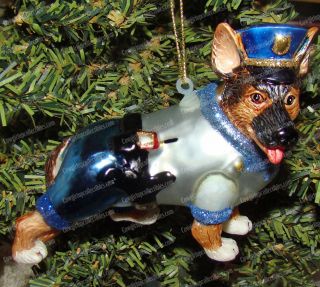 Police Dog Glass Ornament (kurt S.  Adler,  J8443) German Shepard