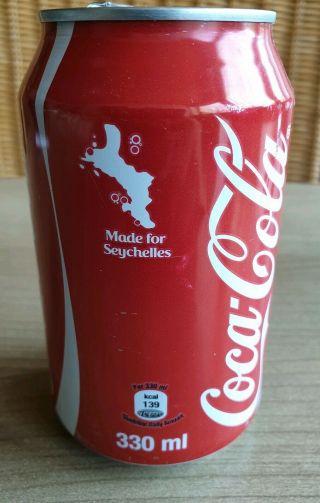 Coke Can From The Seychelles.  Coca Cola Ococ Empty Can.  With Map