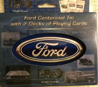 Ford Centennial Tin With 2 Decks Of Playing Cards -