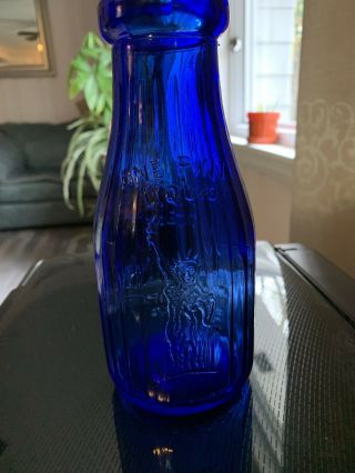 Vintage Cobalt Blue Liberty Milk Bottle,  Statue Of Liberty On One Side