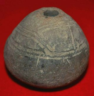 Ancient Excavated Light Brown Clay Spindle Whorl Bead From Mali,  African Trade