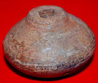Antique Excavated Tan Clay Spindle Whorl Bead Collected In Mali,  African Trade