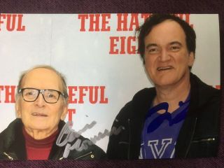 Ennio Morricone & Quentin Tarantino Hand Signed Autographs Photo Card Film