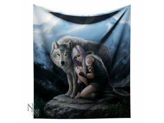 Protector Fantasy Wolf Maiden Art Fleece Throw By Anne Stokes (160x140cm)