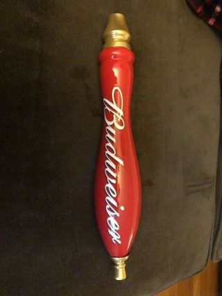 Budweiser Wooden Pub Style Double Sided Beer Tap Handle Nib