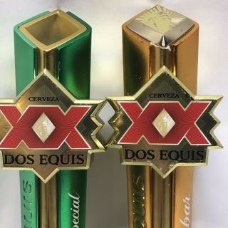 Dos Equis Especial And Amber XX Lager Cerveza Beer Tap Handles 12.  5in Tall 2