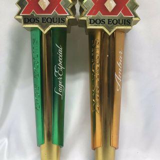 Dos Equis Especial And Amber XX Lager Cerveza Beer Tap Handles 12.  5in Tall 5