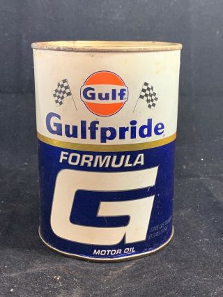 Vintage Gulf Gulfpride Formula G Motor Oil Can Quart H