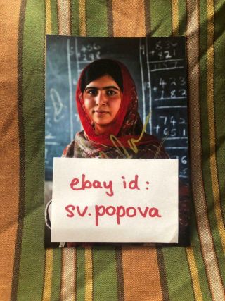 Malala Yousafzai Nobel Peace 2014 Signed Autograph 4x6 Photo
