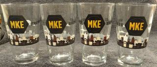 Set Of 4 Mke Milwaukee Brewing Company Pint Beer Glasses Wisconsin Wi
