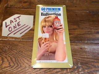Ballantine Beer Girl Go Premium Vintage 1967 Die Cut Bar Sign Nos Last One Rare