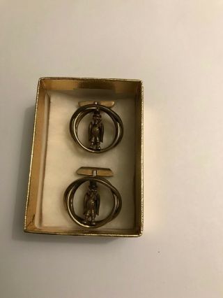 Vintage Old Crow Whiskey Cufflinks With Advertising Logo