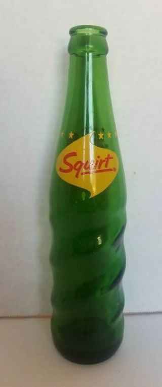 Vintage Soda Bottle Green Glass Squirt Spiral Soda Bottle 10 Ounce 1965
