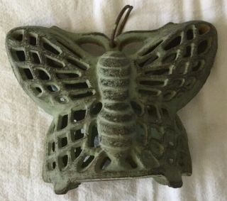 Vintage Cast Iron Butterfly Hanging Lantern Candle Holder Garden Light