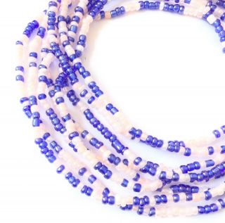 Fine Luster Deep Blue & Bubblegum Pink Waist Beads,  Trade Beads - Ghana