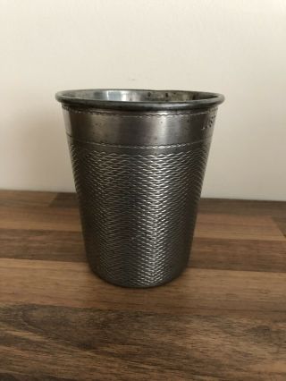 RARE VINTAGE VERY LARGE JUST A THIMBLE FULL PEWTER DRINK MEASURE CUP 2