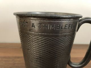 RARE VINTAGE VERY LARGE JUST A THIMBLE FULL PEWTER DRINK MEASURE CUP 5