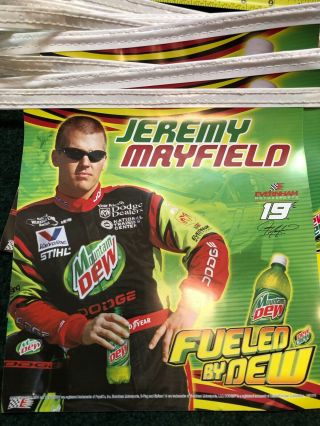 Mountain Dew racing rare JEREMY MAYFIELD “FUELED BY DEW” pennants 2