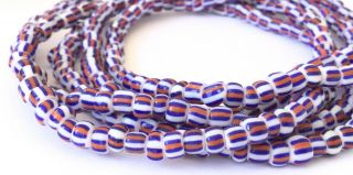 Fine vintage Opaque Blue White Red matching 4mm glass beads Trade Beads - Ghana 2