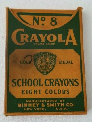 Antique Crayola Box With Crayons Binney & Smith Crayola School Crayons No.  8 Box