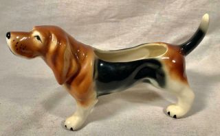 Vintage 10 " Ceramic Basset Hound Figural Planter
