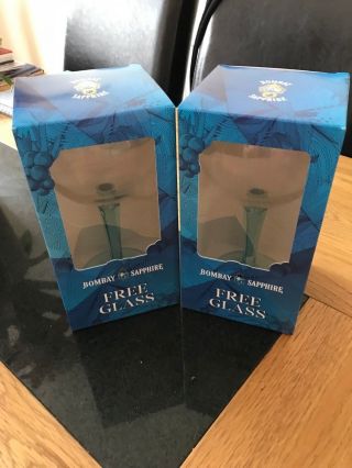 2 Boxed Bombay Sapphire Gin Balloon Glasses - &