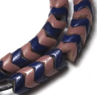 58 Rare Old Small Cobalt/pink Czech Snake Antique Beads African Trade