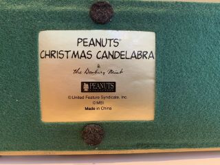Danbury PEANUTS Christmas Candelabra Very Rare.  Perfect for Mantel or Shelf 6
