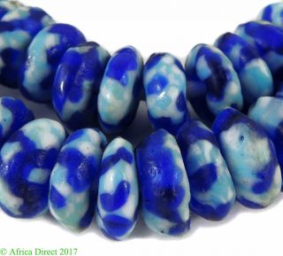 Krobo Beads " Recycled " Blue Ghana Africa Was $23.  00