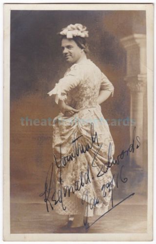 Pantomime Dame Reginald Edwards.  Signed Postcard Dated 1916