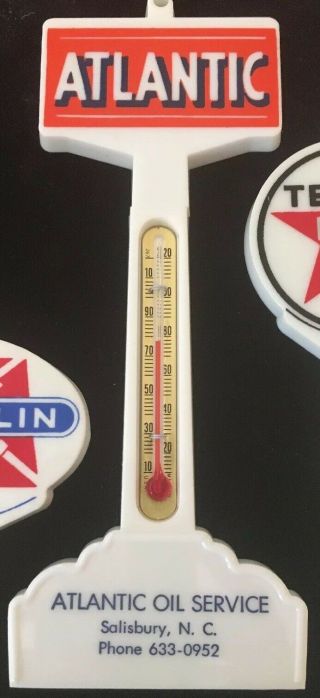 Pole Sign Thermometer Atlantic Oil Service Vintage Gas Oil Station