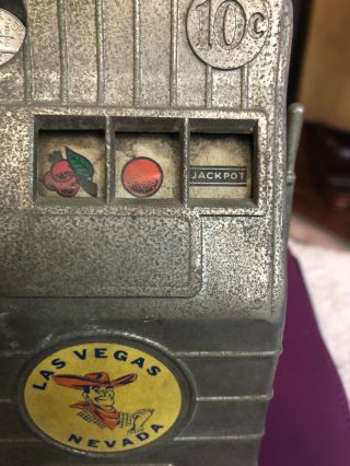 Vintage Cast Iron Bank Slot Machine Jack Pot Las Vegas,  Nevada 3