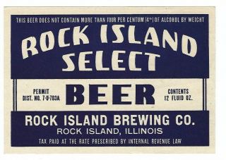 Rock Island Brewing Select Beer Label Irtp U Il