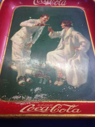 Antique Coca - Cola Tray 1926 Golf Golfers Authentic Coke Metal Tray 2
