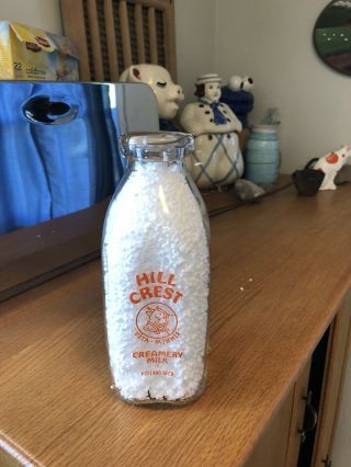 Quart Pyro Milk Bottle Hillcrest Dairy Holland Michigan Mich Mi