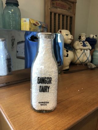 Quart Pyro Milk Bottle Bangor Dairy Bangor Michigan Mich Mi