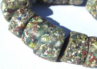 17 Rare Stunning Old " End Of Day " Antique Disk Beads African Trade