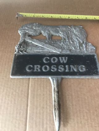 Antique Metal Cow Crossing Sign