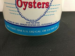 Peconic Bay Oyster Can Geo.  Braun Oyster Co.  Cutchogue,  N.  Y.  One Gallon 3