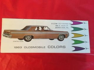 1963 Oldsmobile " Colors - - Starfire F - 85 Cutlass 98 88 " Car Dealer Sales Brochure