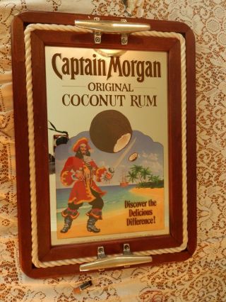 Captain Morgan Coconut Rum Nautical Mirror Tray Wall Hanging