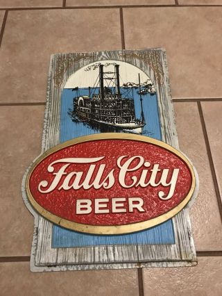Falls City Beer Louisville Plastic Wall Hanging Sign 1970s River Paddleboat