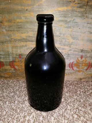 Early 20th Century Green Glass Pirate Style Liqour Bottle