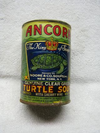 Antique Ancora Turtle Soup Country Store Tin Can