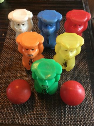 Vintage 1950 - 1960’s Yogi Bear Multicolored Plastic Bowling Set
