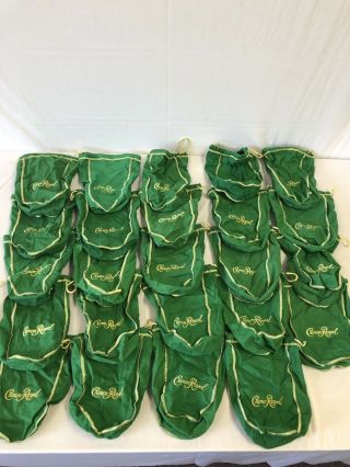 25 Crown Royal Apple Green Felt Bag 1 Liter Size